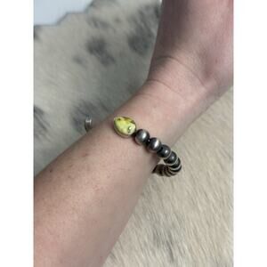 Native American Sterling Silver Navajo Pearl Palomino Turquoise Floater Cuff 6”